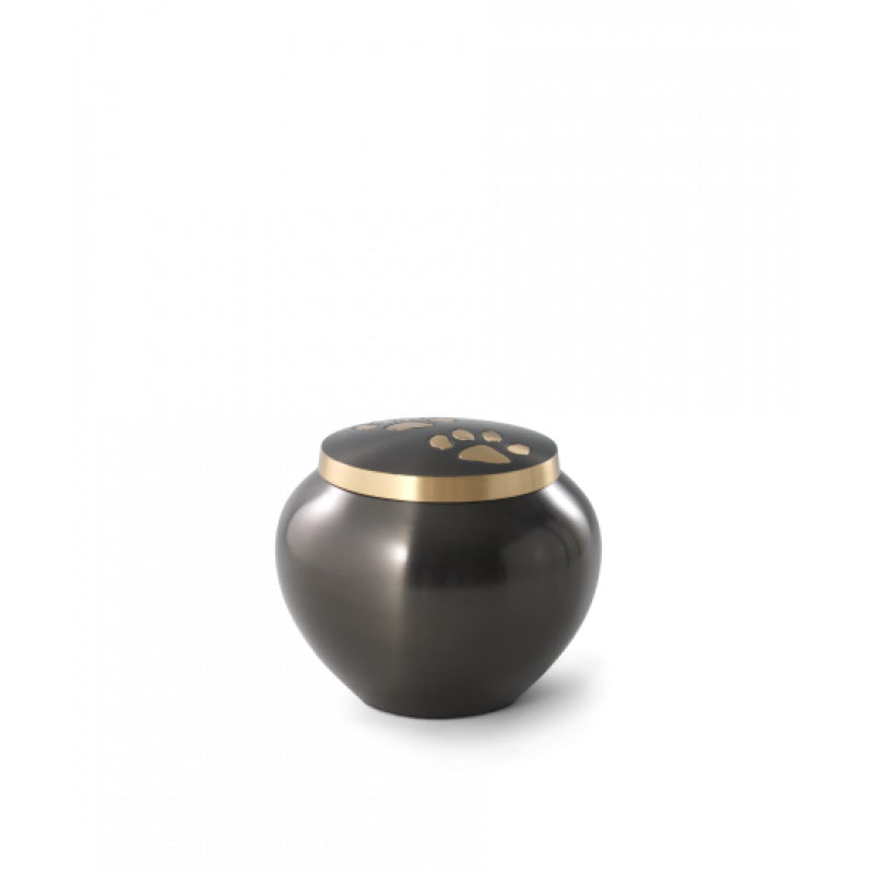 Edition Skulptura, Klein-Tierurne, bauchig metallisch dunkel mit zweifarbigen Tatzen