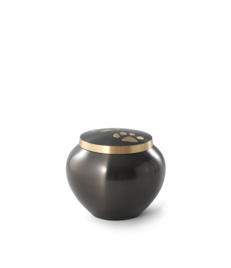 Edition Skulptura, Klein-Tierurne, bauchig metallisch dunkel mit zweifarbigen Tatzen